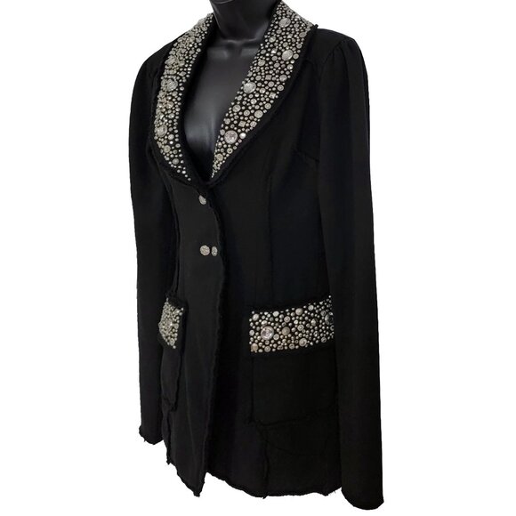 Fancy Silver Studs Women's Black Blazer Jacket - Picture 5 of 7